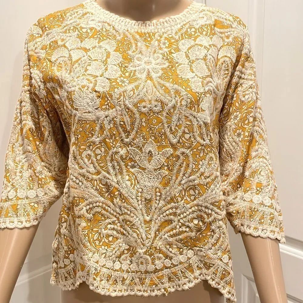 Solitaire BOHO Embroidered Top size M - Picture 2 of 6